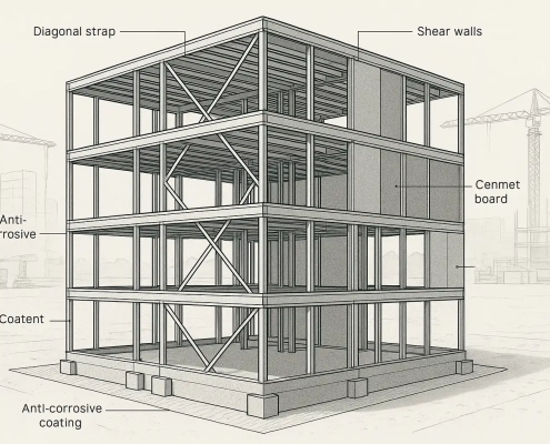 سازه LSF تا چند طبقه بصورت ترکیبی مجاز است؟ ضوابط فنی و اصول اجرایی