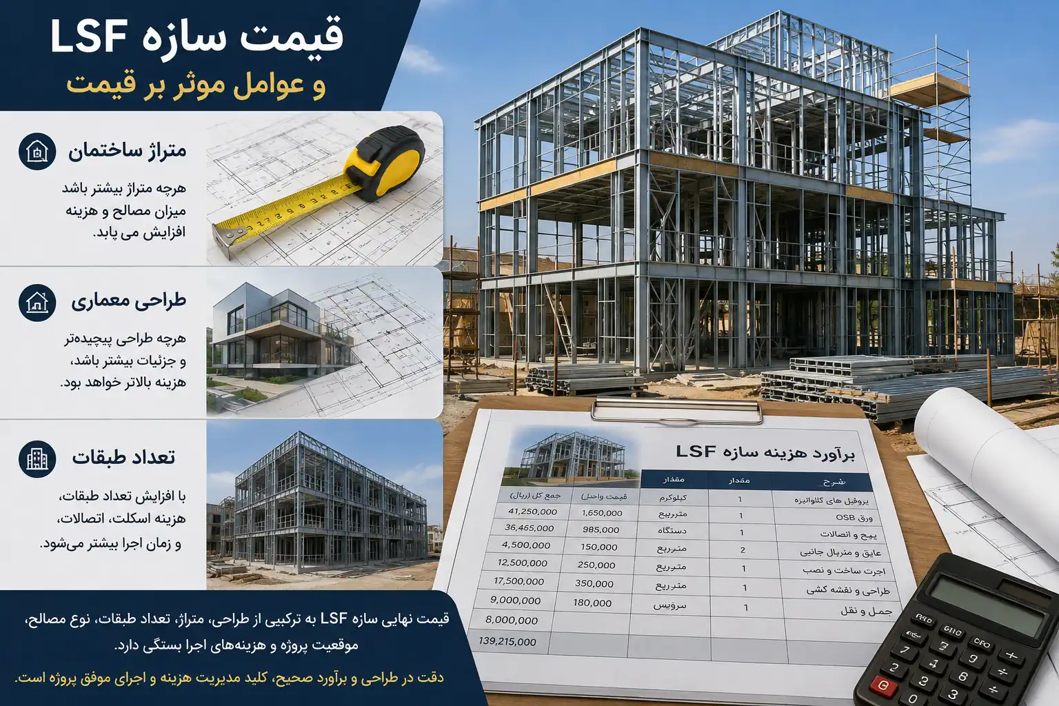 قیمت سازه LSF و عوامل موثر بر قیمت