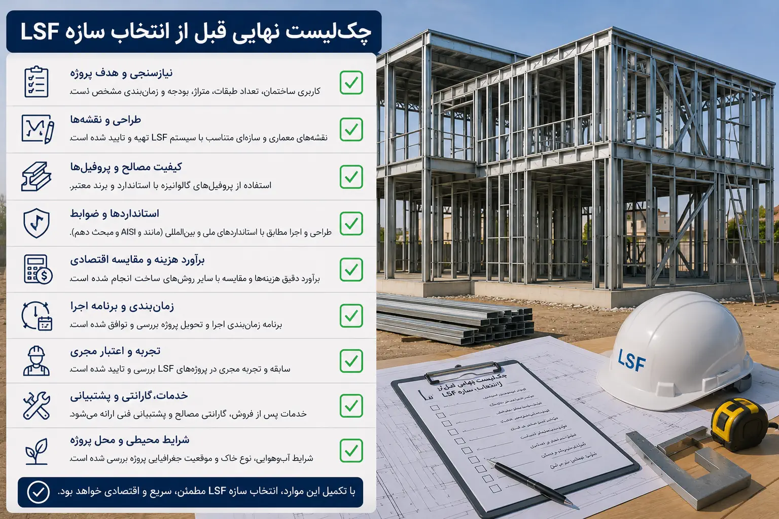 چک_لیست نهایی قبل از انتخاب سازه LSF