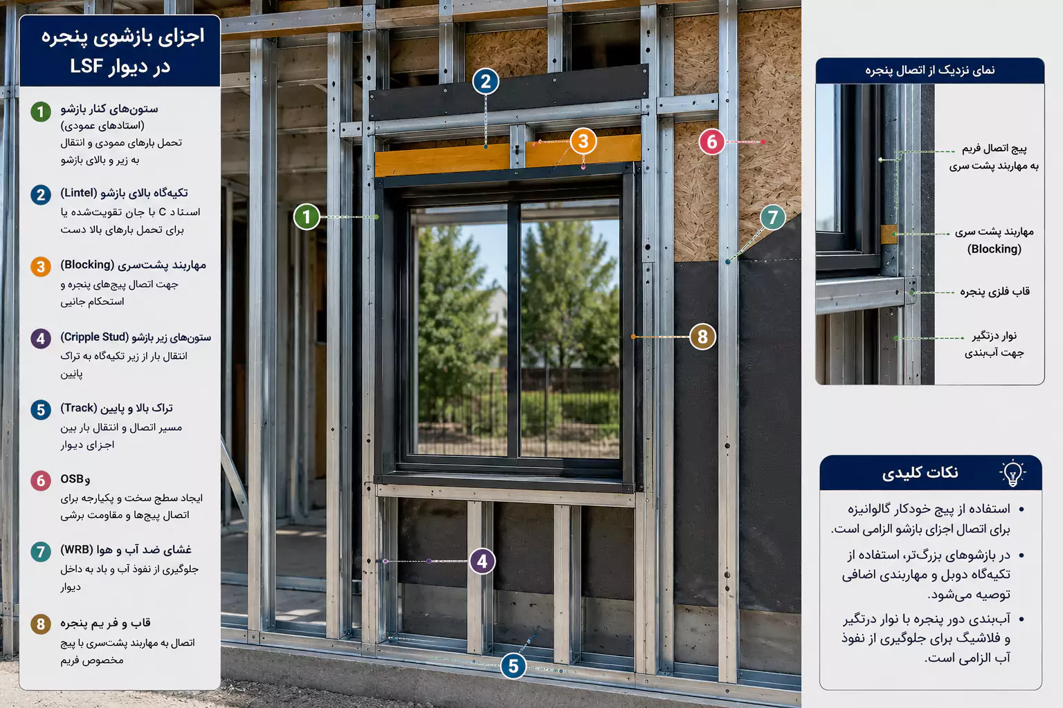 بازشوی پنجره در دیوار LSF
