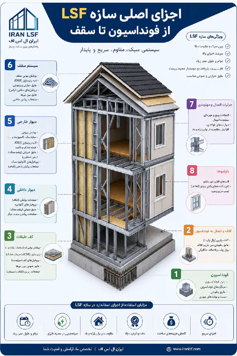 جزئیات سازه LSF اینفوگرافیک
